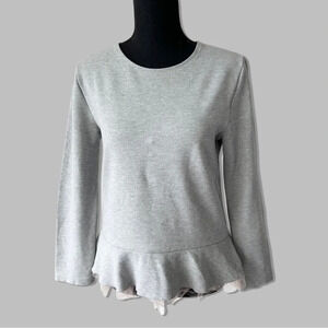 J. Crew Tulle Hem Peplum  Top in Grey